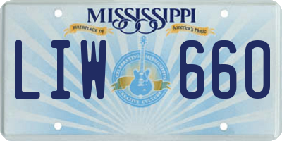 MS license plate LIW660