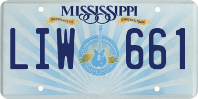 MS license plate LIW661