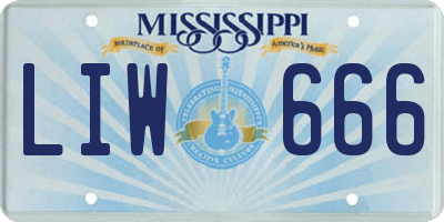 MS license plate LIW666