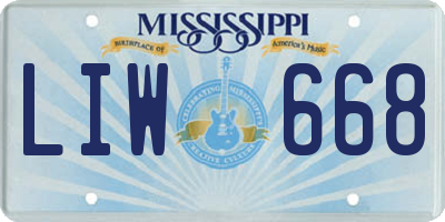 MS license plate LIW668