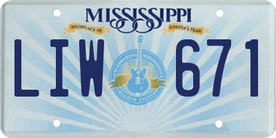 MS license plate LIW671