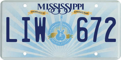 MS license plate LIW672