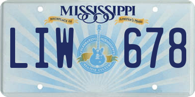 MS license plate LIW678