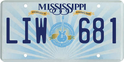 MS license plate LIW681