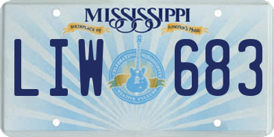MS license plate LIW683