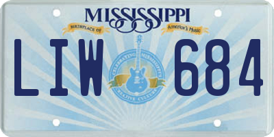 MS license plate LIW684