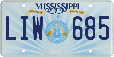 MS license plate LIW685