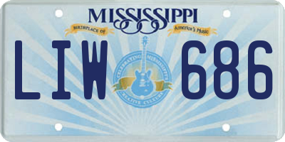 MS license plate LIW686