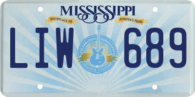MS license plate LIW689