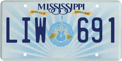 MS license plate LIW691