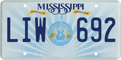 MS license plate LIW692