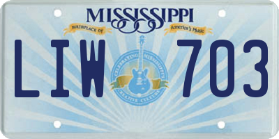 MS license plate LIW703