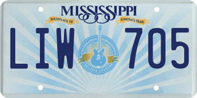 MS license plate LIW705