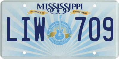 MS license plate LIW709