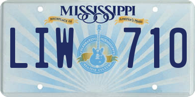 MS license plate LIW710