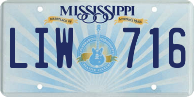 MS license plate LIW716