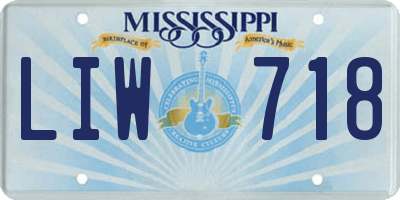 MS license plate LIW718