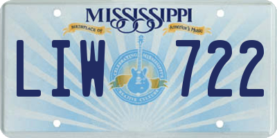 MS license plate LIW722