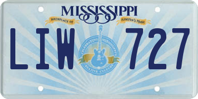 MS license plate LIW727