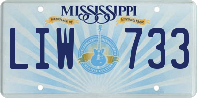 MS license plate LIW733