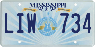 MS license plate LIW734