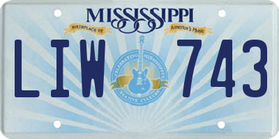 MS license plate LIW743