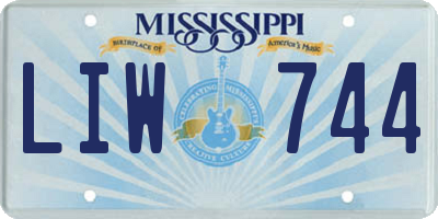 MS license plate LIW744