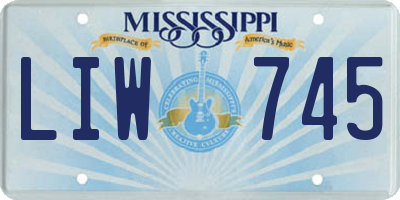 MS license plate LIW745