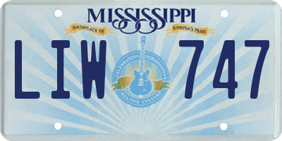 MS license plate LIW747