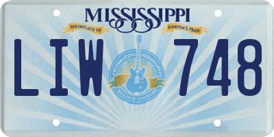 MS license plate LIW748