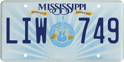 MS license plate LIW749