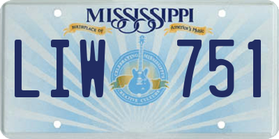 MS license plate LIW751