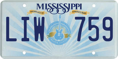 MS license plate LIW759