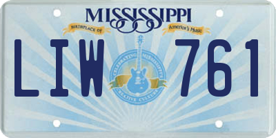 MS license plate LIW761