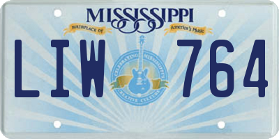 MS license plate LIW764