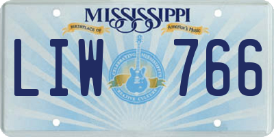 MS license plate LIW766