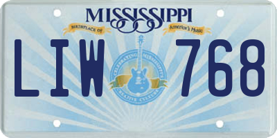 MS license plate LIW768