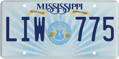 MS license plate LIW775