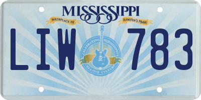 MS license plate LIW783