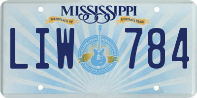 MS license plate LIW784