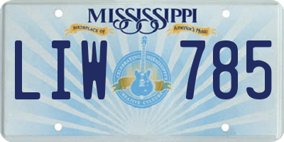 MS license plate LIW785