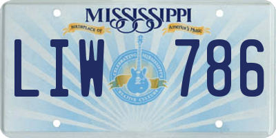 MS license plate LIW786