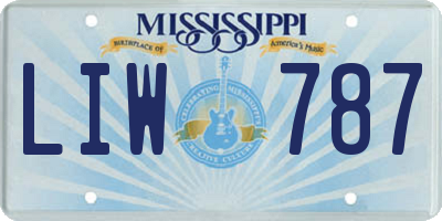 MS license plate LIW787
