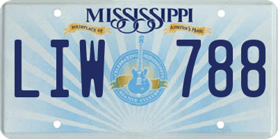 MS license plate LIW788