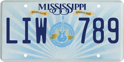MS license plate LIW789