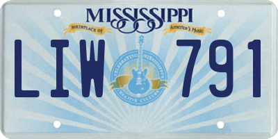 MS license plate LIW791