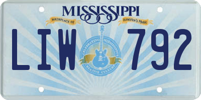 MS license plate LIW792