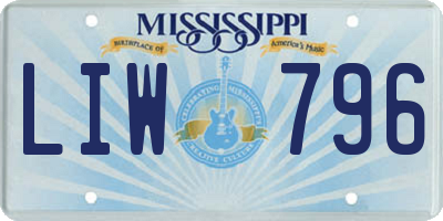 MS license plate LIW796