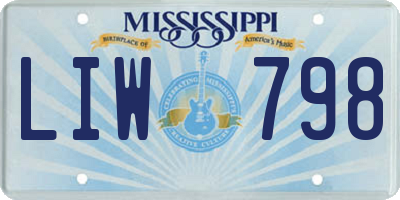 MS license plate LIW798