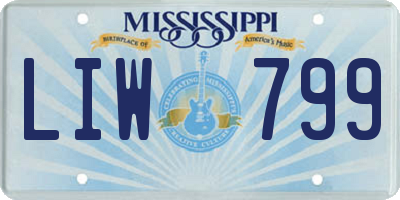 MS license plate LIW799